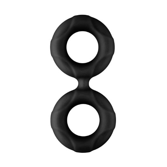 Image de DOUBLE RING (LIQUID SILICONE)- BLACK - LARGE