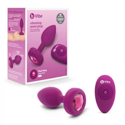 Picture of B-VIBE - VIBRATING JEWEL PLUG - S/M - PINK RUBY