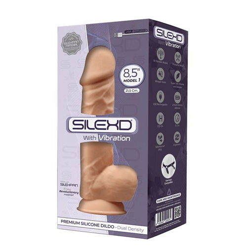 Image de Silexd 8.5 Model 1 With Vibration - Flesh , Thermo Reactive Premium Silicone Memory dildo