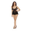 Tie-Back-Baby-Doll-Teddy-Thong-Plus-Size-Black
