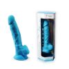 Dildo réaliste bleu Silexd Model 1, 7 pouces en silicone avec ventouse, thermoréactif et étanche