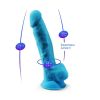 Dildo réaliste bleu Silexd Model 1, 7 pouces en silicone avec ventouse, thermoréactif et étanche