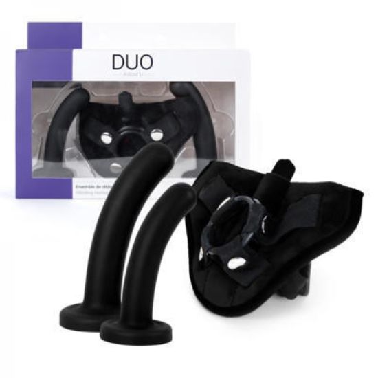 Image de Adore U - DUO - Ensemble Dildos, Harnais et Petit Vibrateur – Noir