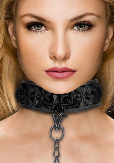 Image de COLLIER DE LUXE AVEC LAISSE - NOIR