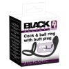 Image de Cock & Ball Ring avec Plug P-Spot (3-en-1) – Noir