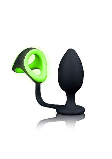 Picture of Butt Plug with Cock Ring & Ball Strap - Glow in the dark