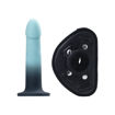 Picture of DUO SILICONE DILDO (NON VIBRATING) WITH HARNESS- TURQUOISE/BLACK