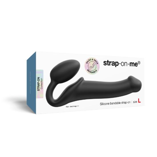 Image de Strap-on sans harnais bendable en silicone — Grand — Noir